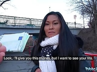 Public Agent Super-steamy Thai hotty pulverized deep and stiff in nasty gas station restroom fuck