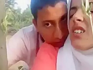 Indian twins brother and  have hook-up with hijab-wearing Muslim woman outdoors in dog fashion posture