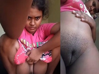 Displaying her slick individual  while urinating
