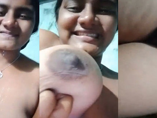Harmless country girl's bare selfies with enormous breasts