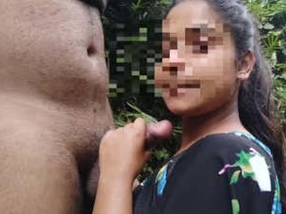 Tamil damsel performs oral orgy in public and receives a facial cumshot