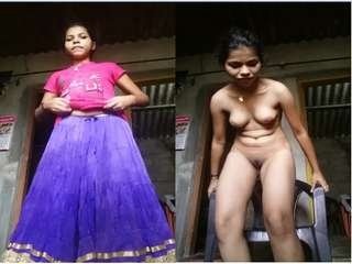 Desi lady records her nude selfies in the forest