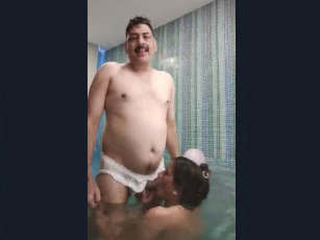 duo luvs swimming and intimate activities in their pool