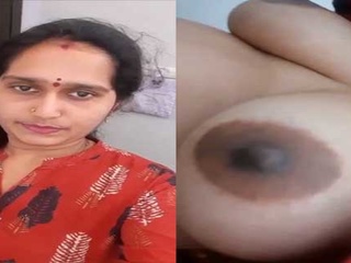 Village wifey with large boobs and furry puss gets mischievous in the bathroom